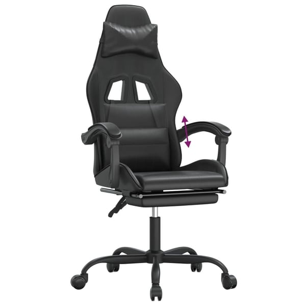 vidaXL gamingstol med fodstøtte kunstlæder sort