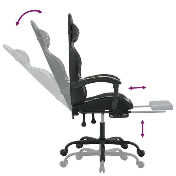vidaXL gamingstol med fodstøtte kunstlæder sort og camouflage
