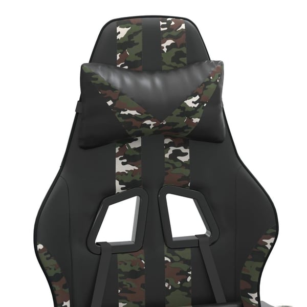 vidaXL gamingstol med fodstøtte kunstlæder sort og camouflage