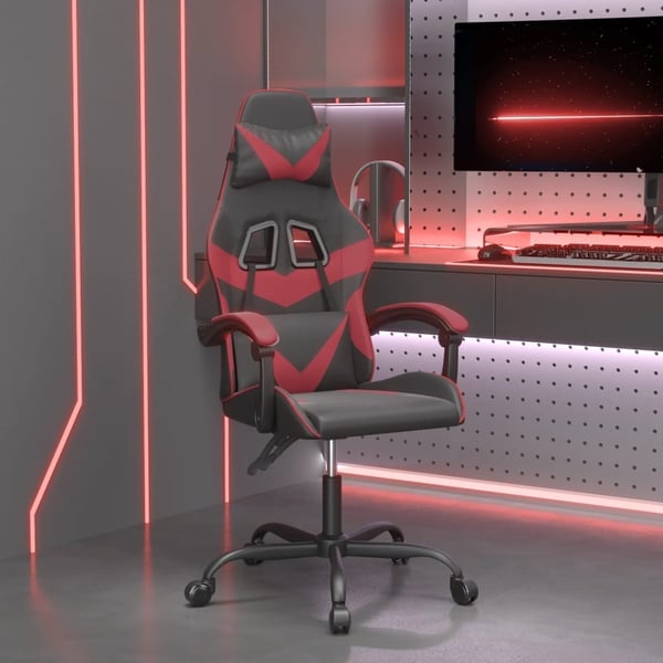 vidaXL gamingstol kunstlæder sort og vinrød