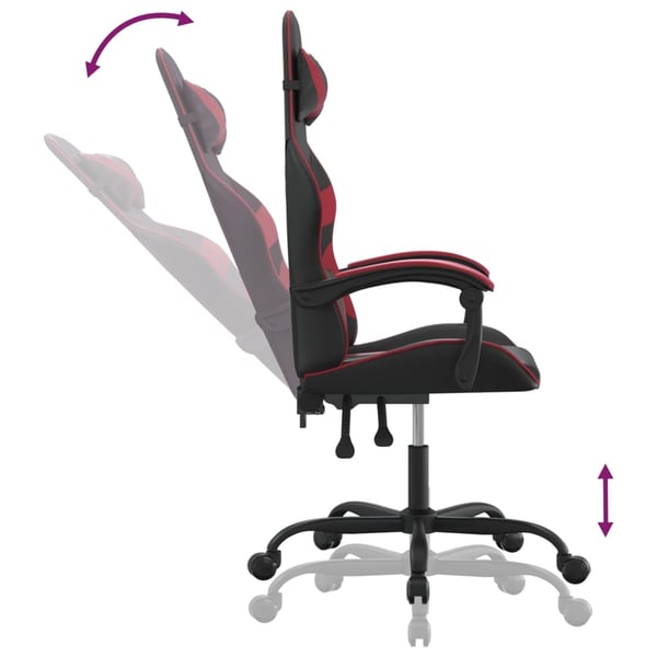 vidaXL Gamingstol svart och vinröd konstläder