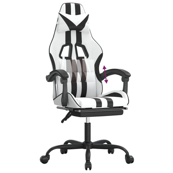 vidaXL gamingstol med fodstøtte kunstlæder hvid og sort