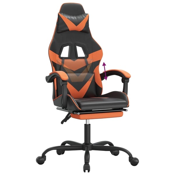 vidaXL gamingstol med fodstøtte kunstlæder sort og orange