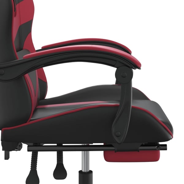 vidaXL gamingstol med fodstøtte kunstlæder sort og vinrød