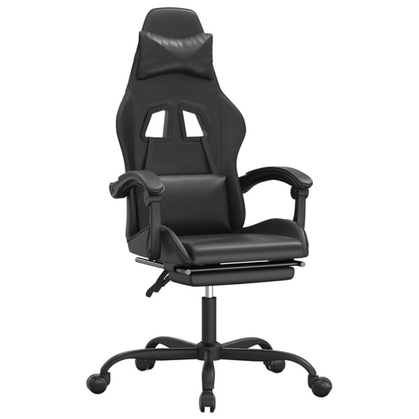 vidaXL gamingstol med fodstøtte kunstlæder sort