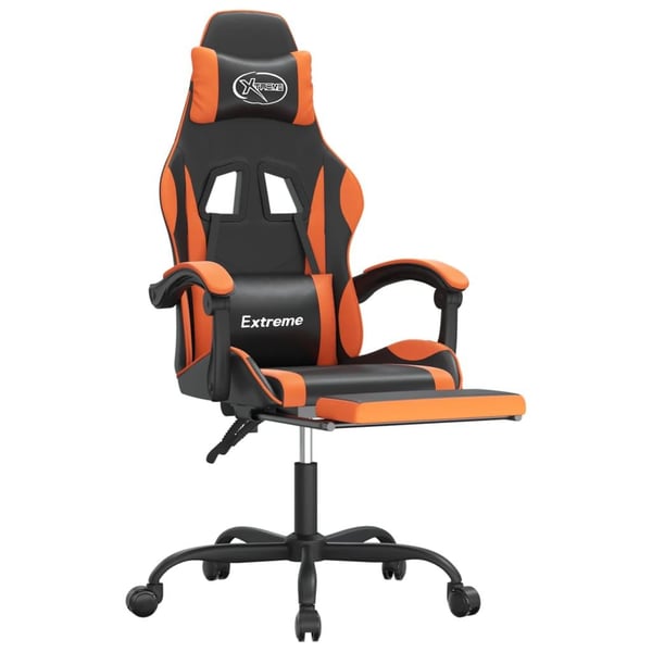vidaXL gamingstol med fodstøtte kunstlæder sort og orange