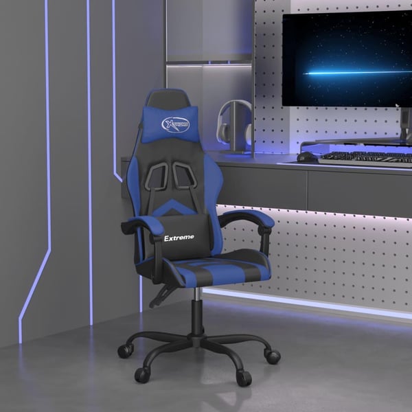 vidaXL gamingstol kunstlæder sort og blå