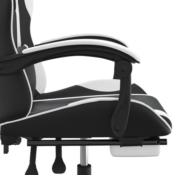 vidaXL gamingstol med fodstøtte kunstlæder sort og hvid