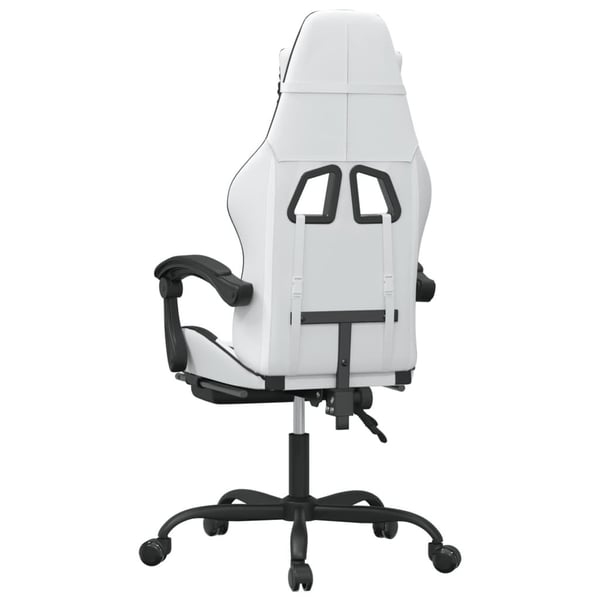 vidaXL gamingstol med fodstøtte kunstlæder hvid og sort
