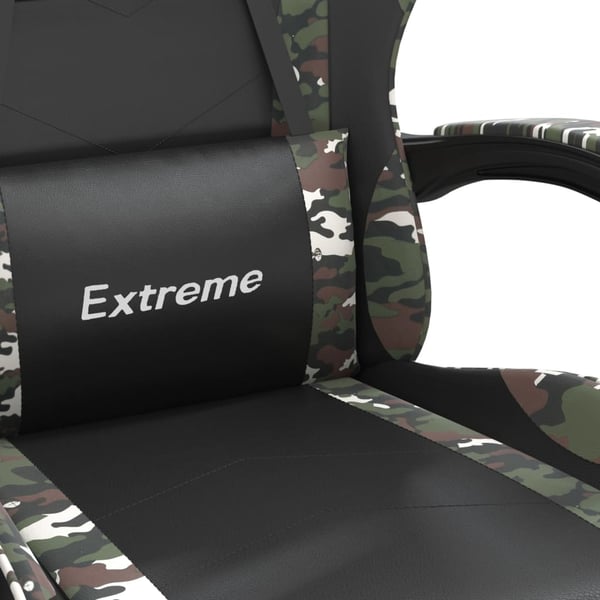 vidaXL gamingstol med fodstøtte kunstlæder sort og camouflage