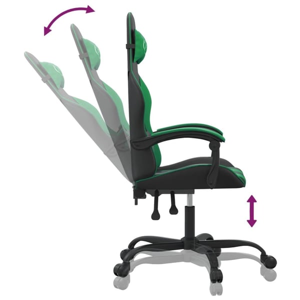 vidaXL Gamingstol svart och grön konstläder