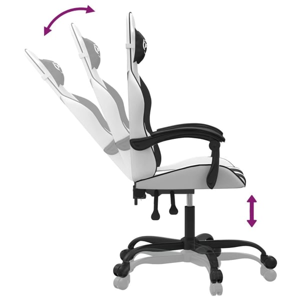 vidaXL gamingstol kunstlæder hvid og sort
