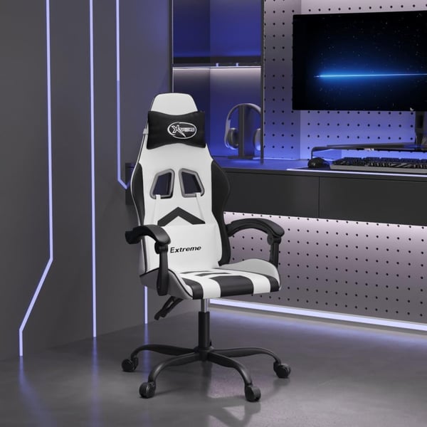 vidaXL gamingstol kunstlæder hvid og sort