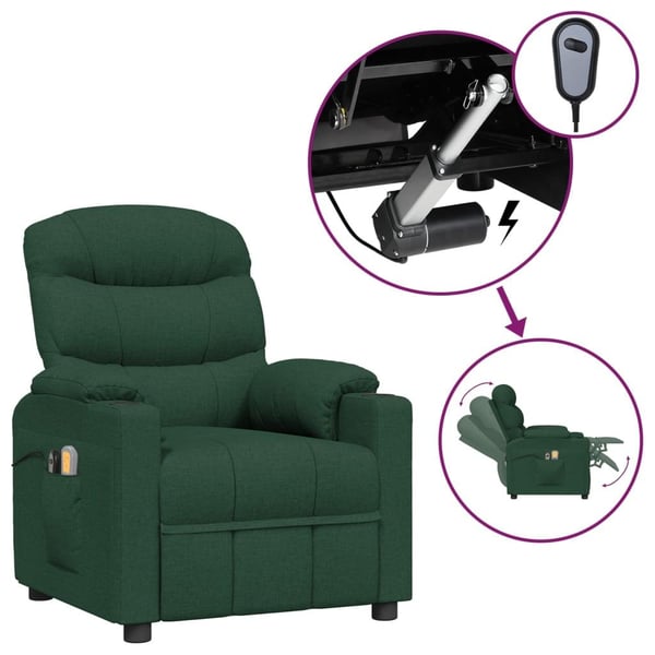 vidaXL Massagefåtölj mörkgrön tyg