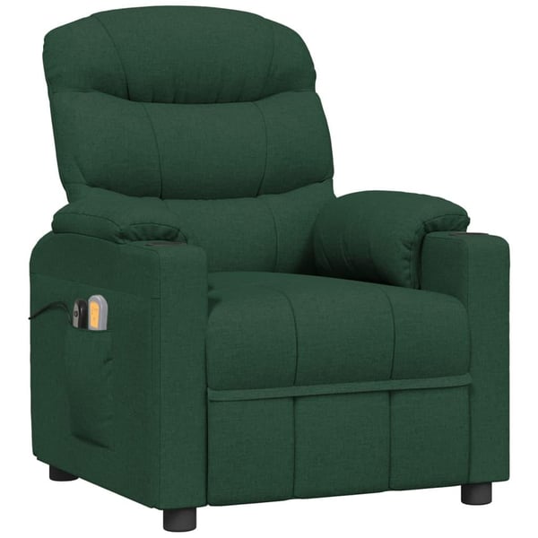 vidaXL Massagefåtölj mörkgrön tyg