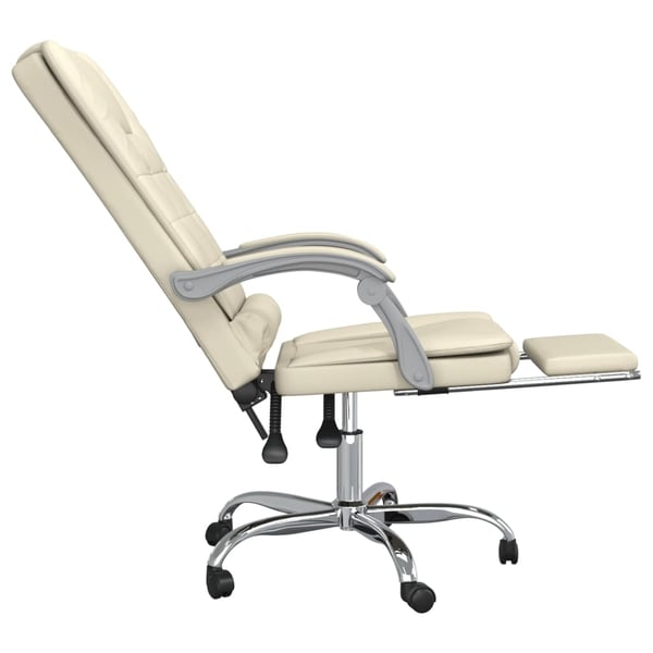 vidaXL kontorstol med massagefunktion kunstlæder cremefarvet