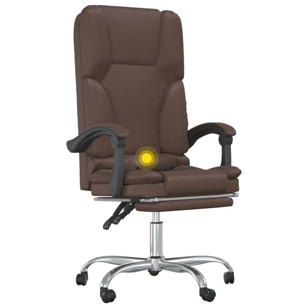 vidaXL kontorstol med massagefunktion kunstlæder brun