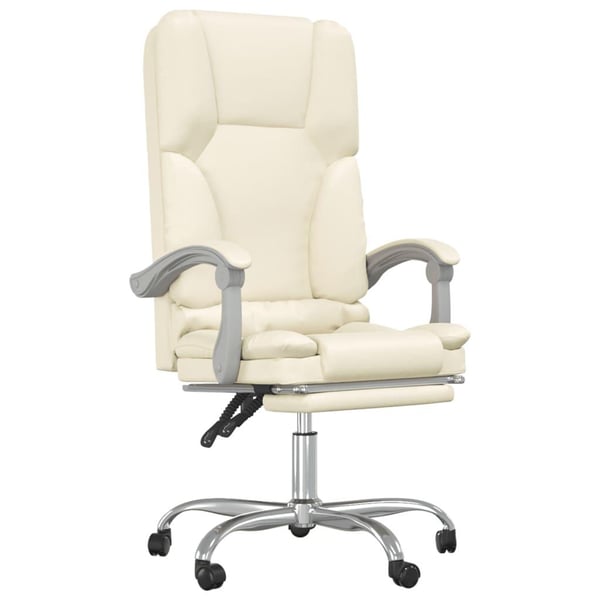vidaXL kontorstol med massagefunktion kunstlæder cremefarvet