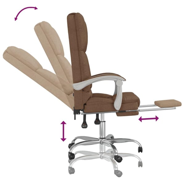 vidaXL kontorstol med massagefunktion stof brun