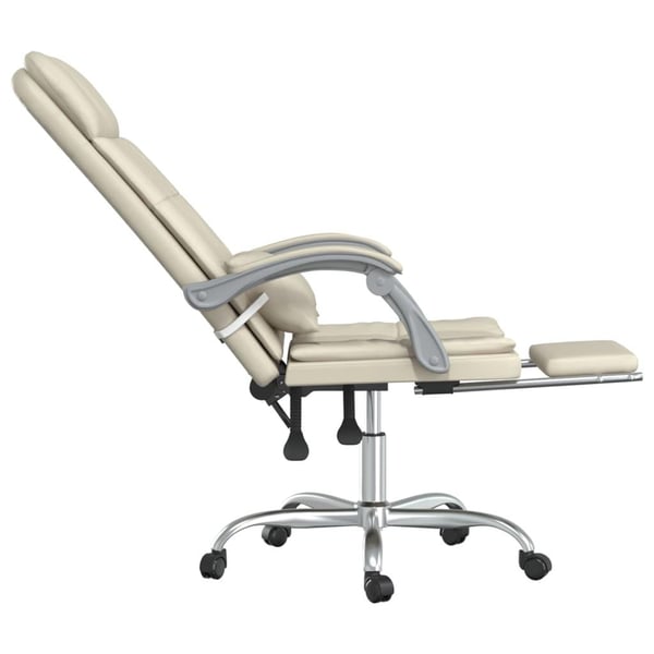 vidaXL kontorstol med massagefunktion kunstlæder cremefarvet
