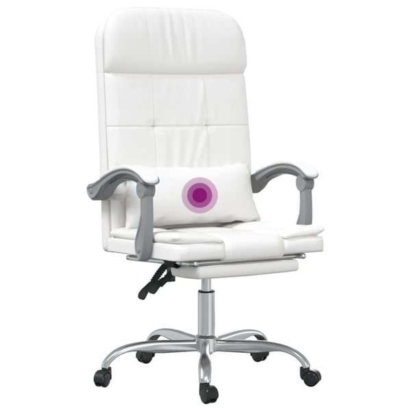 vidaXL kontorstol med massagefunktion kunstlæder hvid