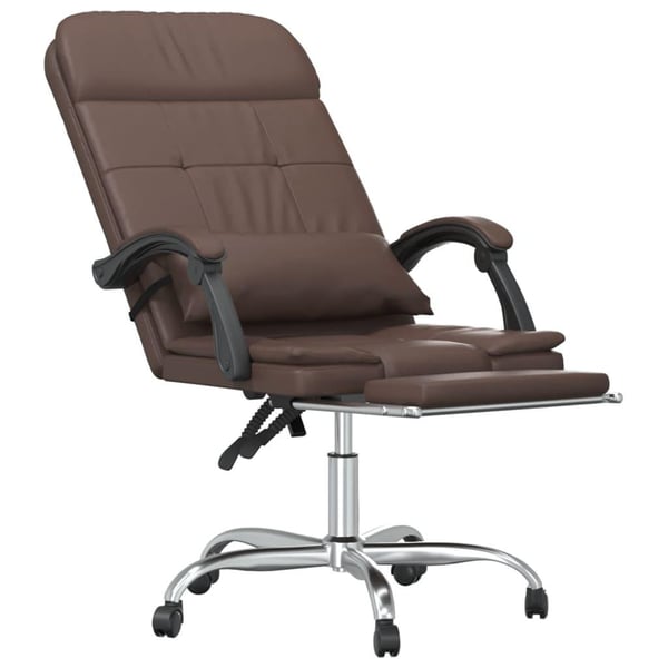 vidaXL kontorstol med massagefunktion kunstlæder brun