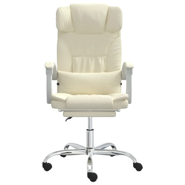 vidaXL kontorstol med massagefunktion kunstlæder cremefarvet