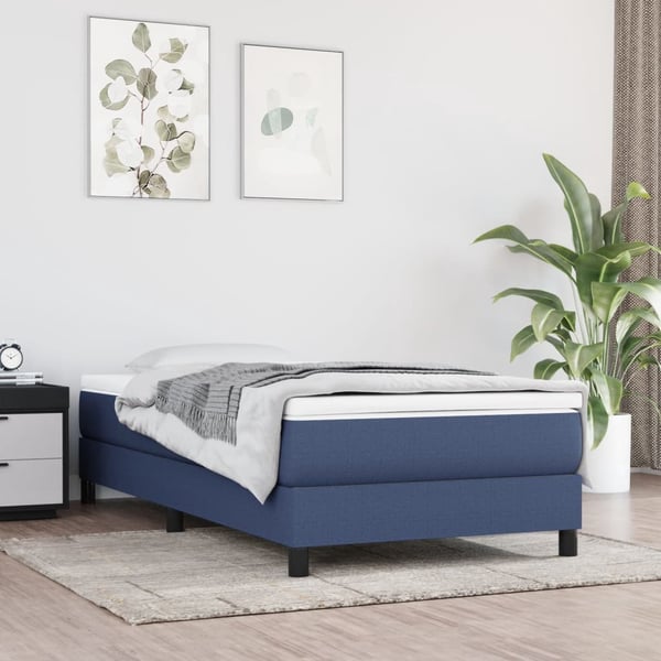 vidaXL springmadras med pocketfjedre medium 90x190x20 cm stof blå