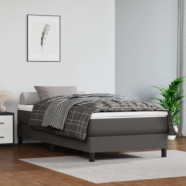 vidaXL springmadras med pocketfjedre medium 90x190x20 cm kunstlæder grå