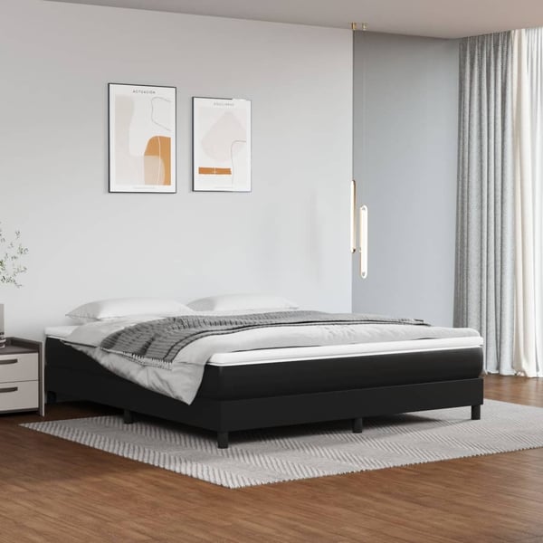 vidaXL springmadras med pocketfjedre medium 160x200x20 cm kunstlæder sort