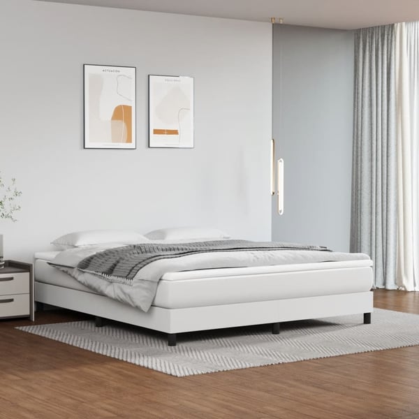vidaXL springmadras med pocketfjedre medium 160x200x20 cm kunstlæder hvid
