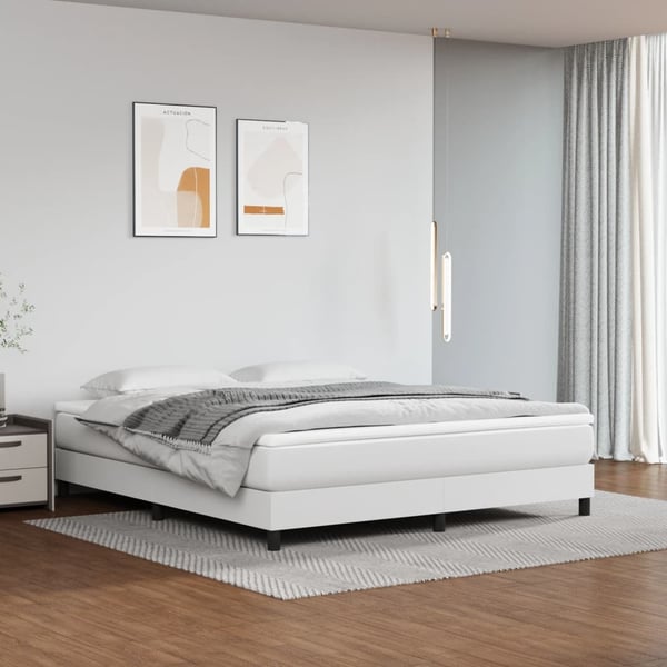 vidaXL springmadras med pocketfjedre medium 180x200x20 cm kunstlæder hvid