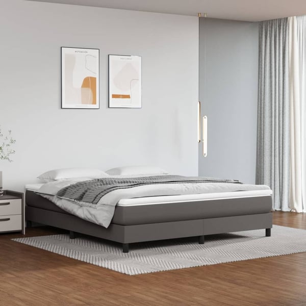vidaXL springmadras med pocketfjedre medium 180x200x20 cm kunstlæder grå