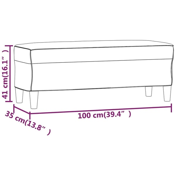 vidaXL bænk 100x35x41 cm stof vinrød