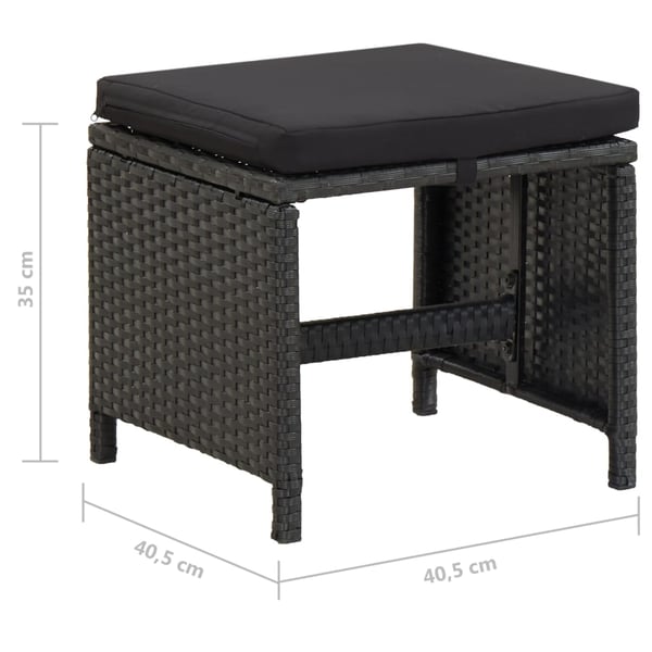 vidaXL haveskamler 4 stk. med hynder polyrattan sort