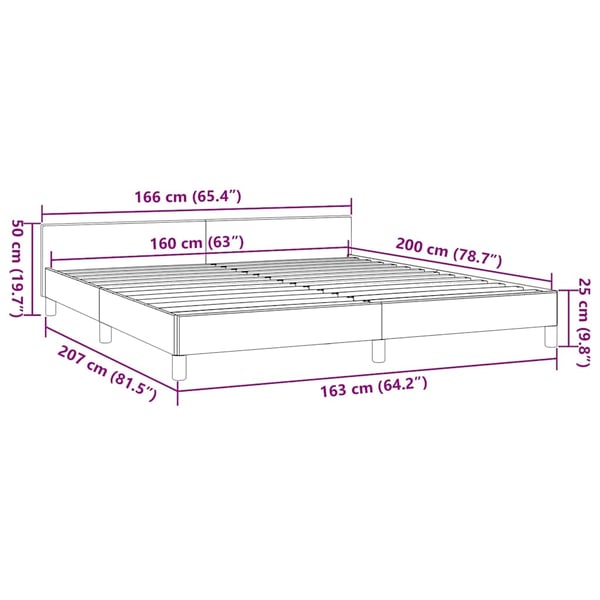 vidaXL sengeramme uden madras 160x200 cm stof cremefarvet
