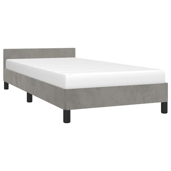 vidaXL sengeramme med sengegavl 90x190 cm fløjl lysegrå