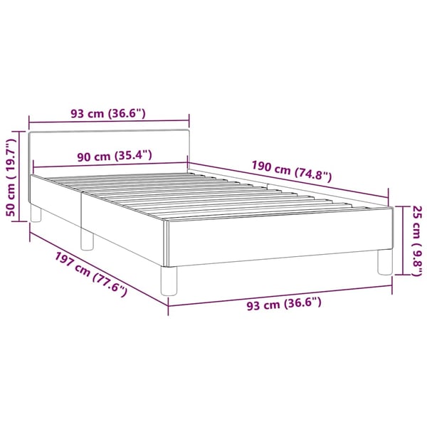 vidaXL sengeramme med sengegavl 90x190 cm fløjl lysegrå