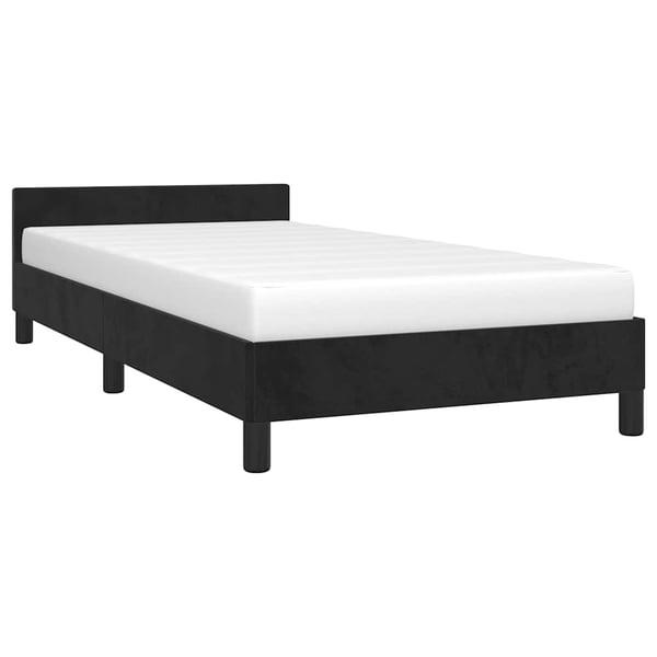 vidaXL Sengeramme med hovedgærde uden madras Sort 90x200 cm Fløjl