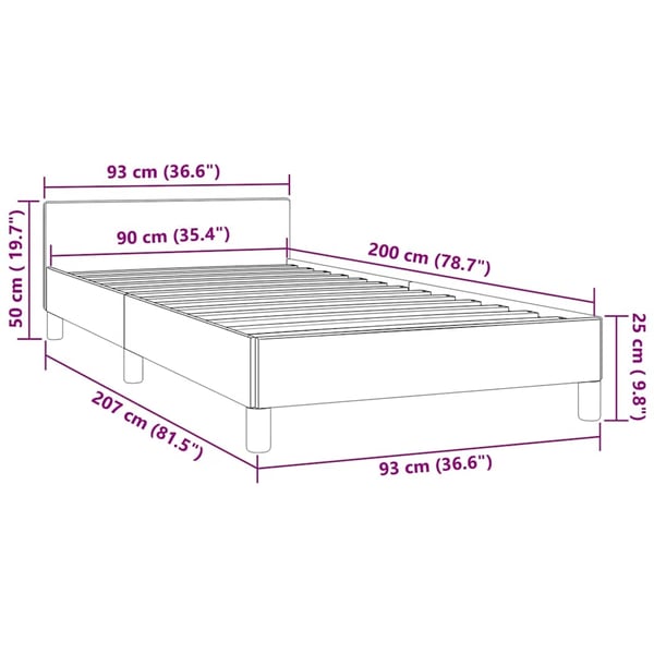vidaXL Sengeramme uden madras Mørkegrå 90x200 cm Fløjl