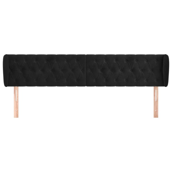 vidaXL sengegavl med kanter 203x23x78/88 cm fløjl sort