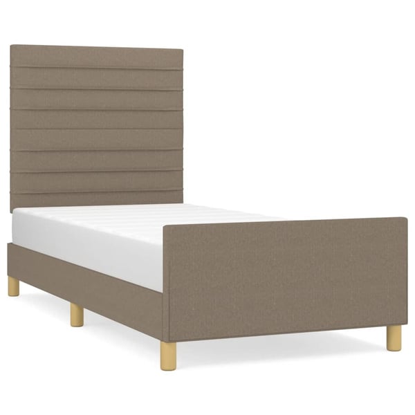 vidaXL sengeramme med sengegavl 100x200 cm stof gråbrun