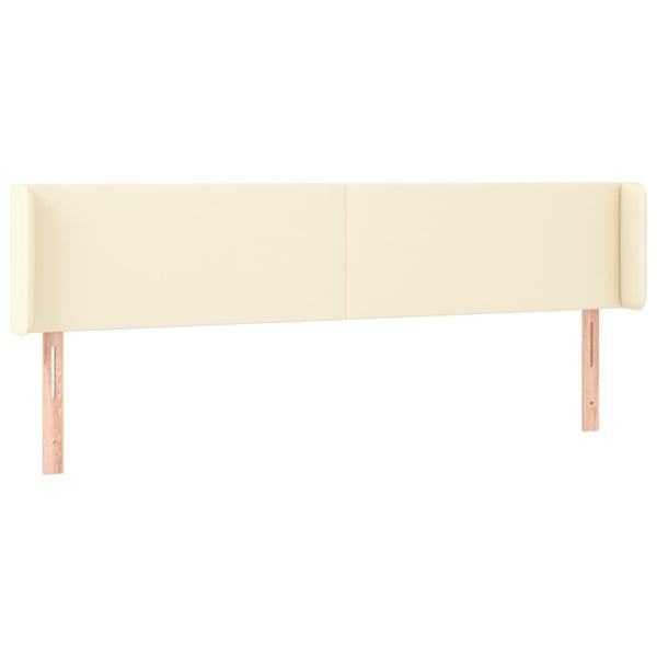 vidaXL sengegavl med kanter 203x16x78/88 cm kunstlæder cremefarvet