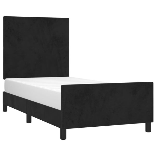 vidaXL sengeramme med sengegavl 90x200 cm fløjl sort