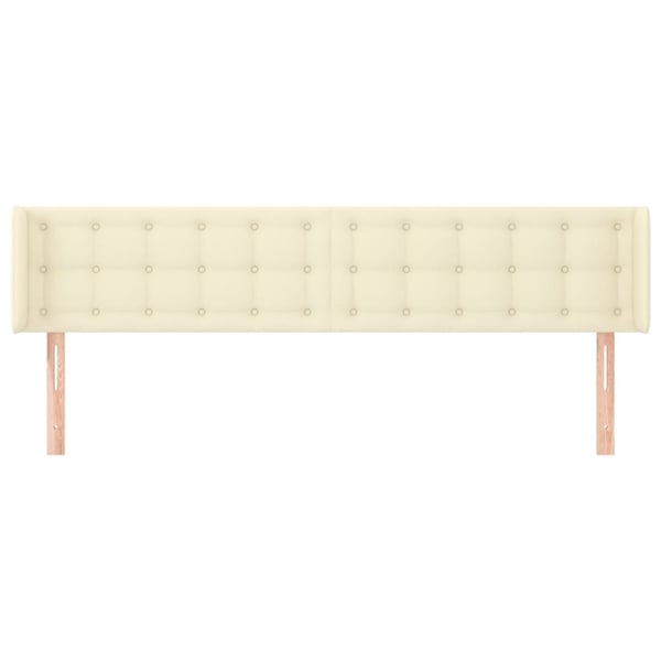 vidaXL Sänggavel med kanter gräddvit 203x16x78/88 cm konstläder