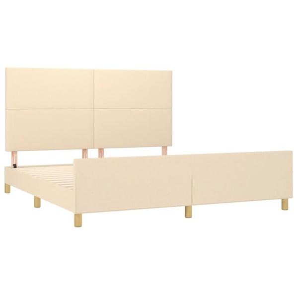 vidaXL sengeramme med sengegavl 160x200 cm stof cremefarvet