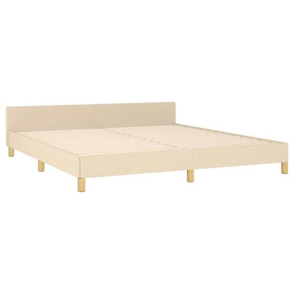 vidaXL sengeramme med sengegavl 160x200 cm stof cremefarvet