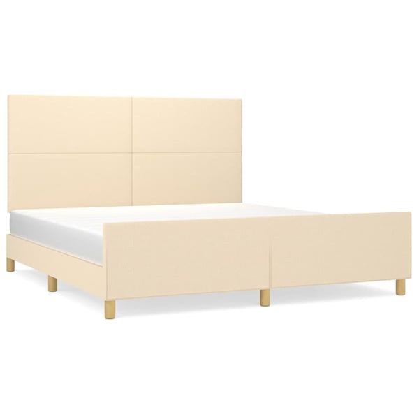 vidaXL sengeramme med sengegavl 160x200 cm stof cremefarvet