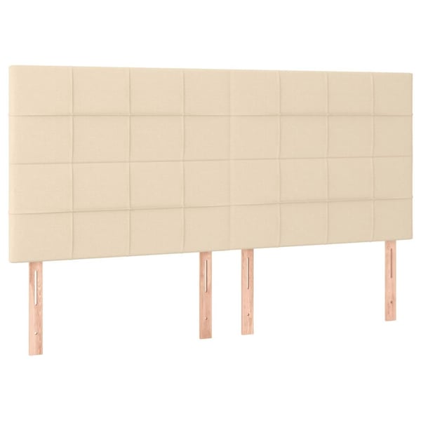 vidaXL sengeramme med sengegavl 160x200 cm stof cremefarvet