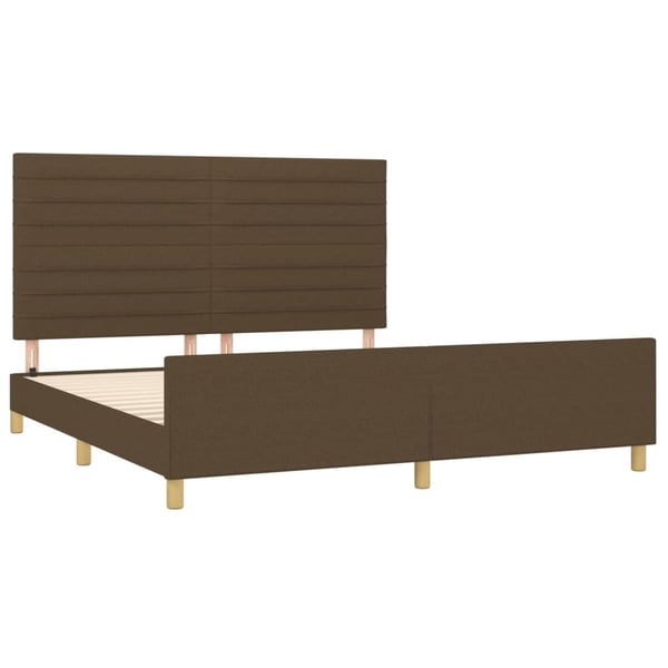 vidaXL sengeramme med sengegavl 160x200 cm stof mørkebrun